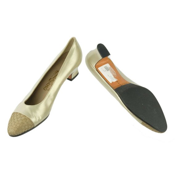 Worn 2X SALVATORE FERRAGAMO 10 AA Silver Gray Lacquered Florence ITALY - Picture 5 of 7